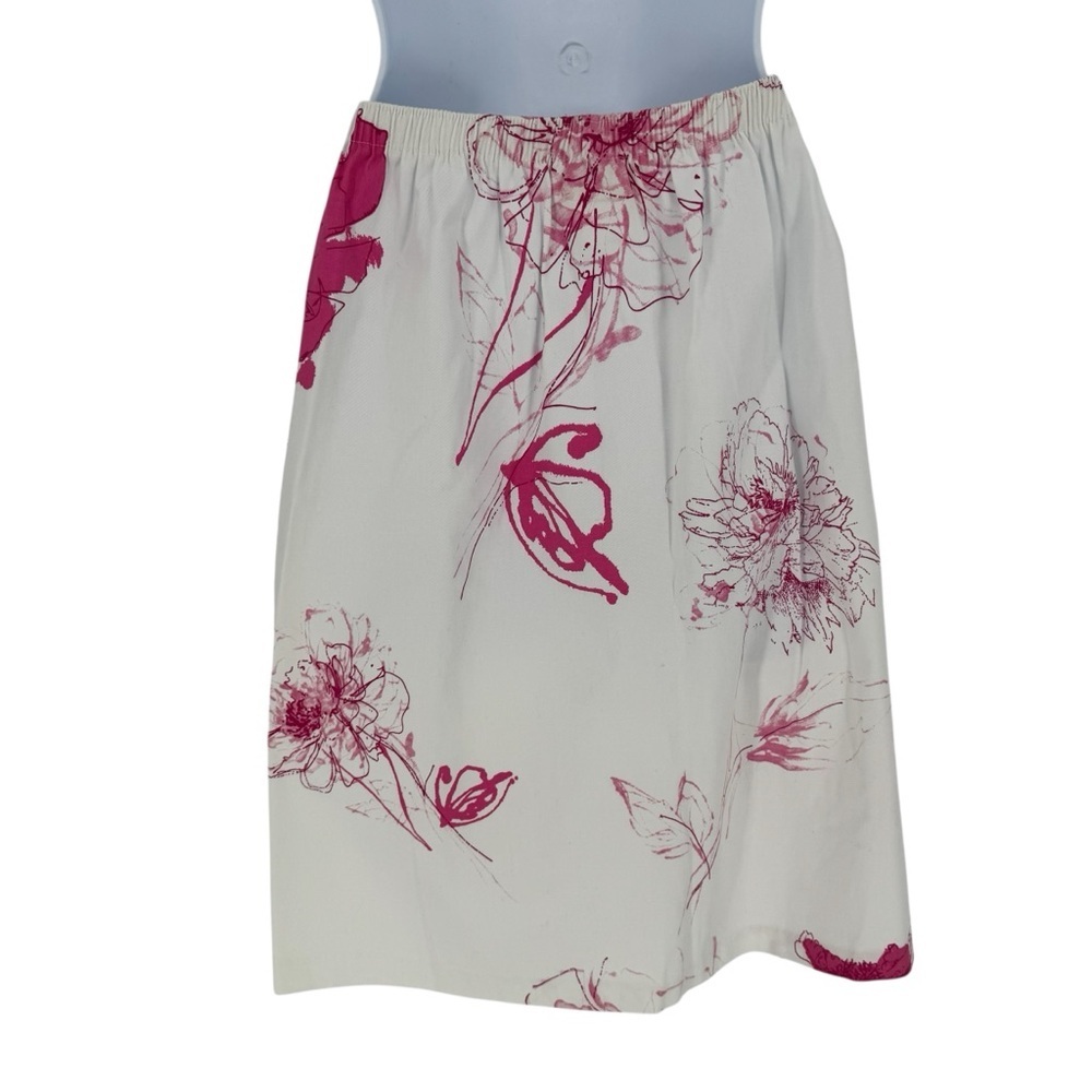 Lilly of California Floral Midi A-Line Skirt Pink Cream Beaded PS Petite Small - Picture 2 of 8